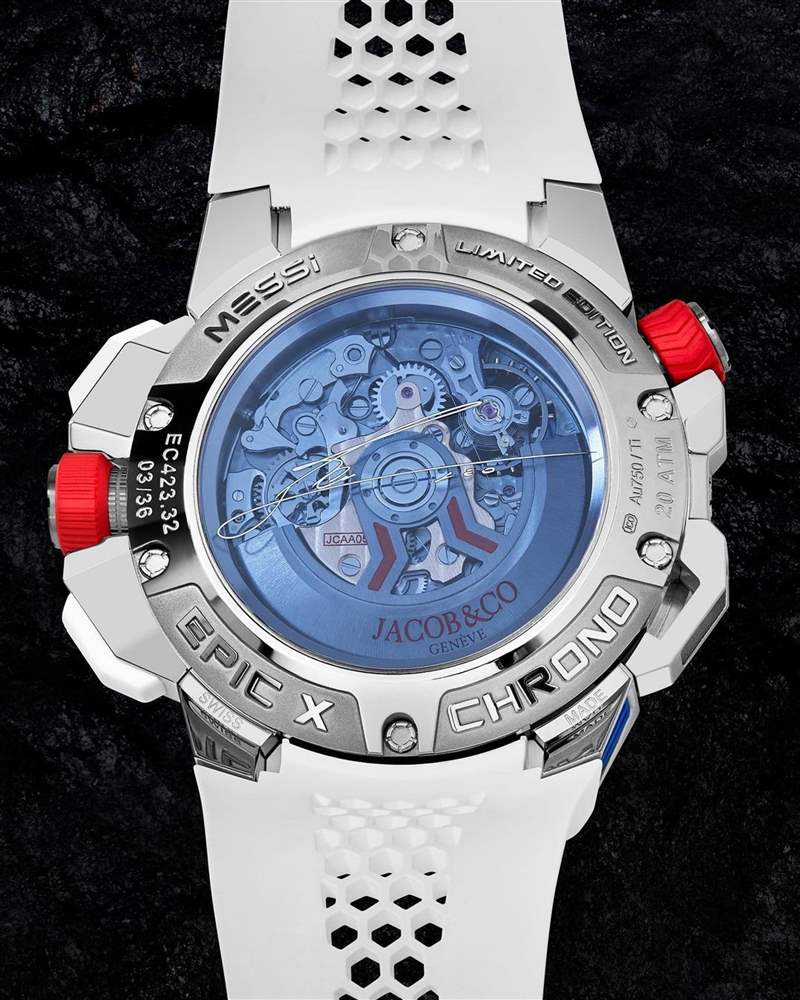 各國球星名錶一覽：JACOB & Co.為美斯打造了聯名手錶Epic X Chrono。（IG@JACOB & Co.）