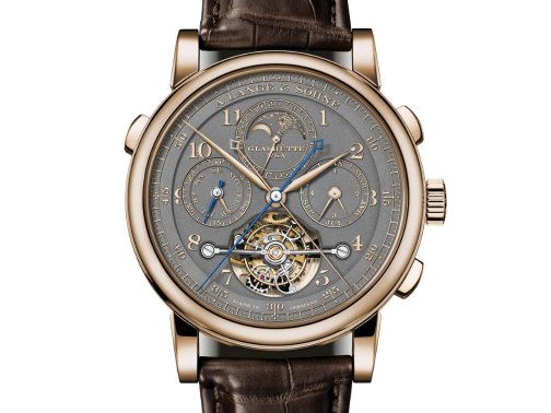 朗格·格拉蘇蒂慶祝撒克遜制表175周年灰盤陀飛輪多功能計時腕表限量50枚
