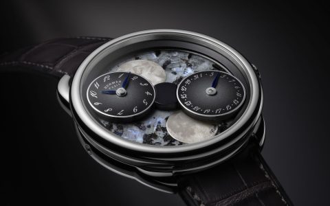 Herm?s Arceau L'heure De La Lune 腕表采用全新隕石、青金石和藍色珍珠表盤