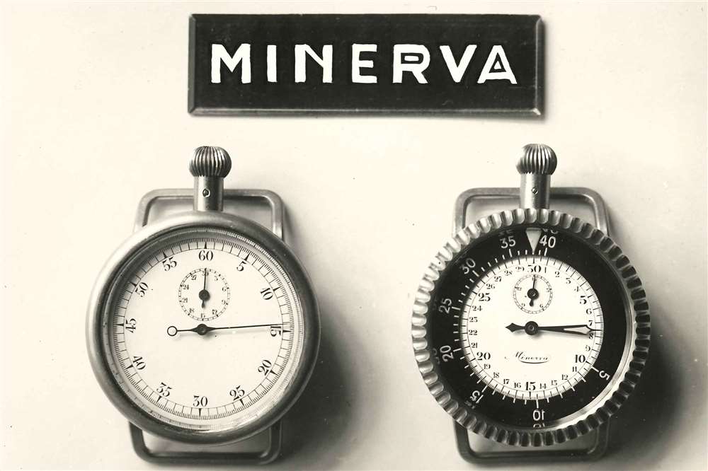 一款復古的 Minerva 計時碼表，啟發了全新的萬寶龍 1858 Minerva Red Arrow Monopusher Chronograph。