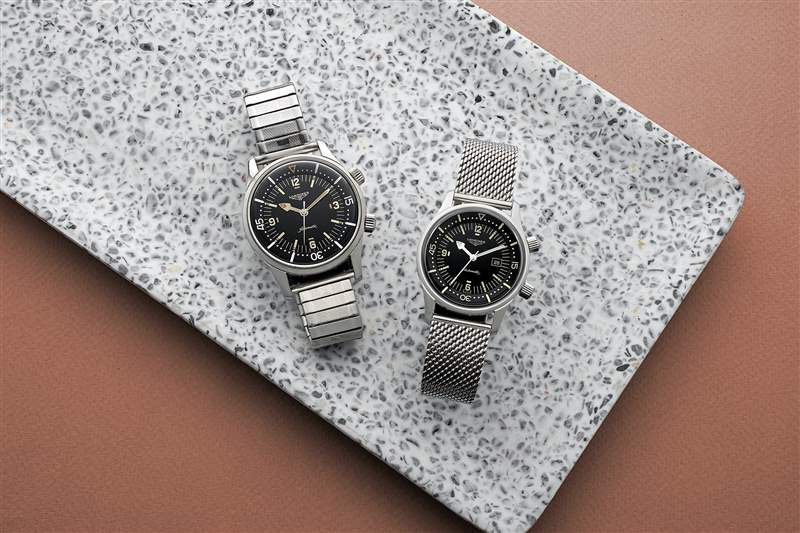 復(fù)古浪琴 ref.  7042 與當(dāng)前一代浪琴傳奇潛水員。