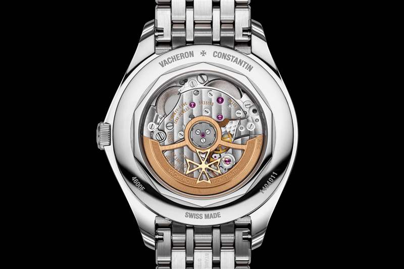 江詩丹頓 Fiftysix 背面的機(jī)芯視圖。