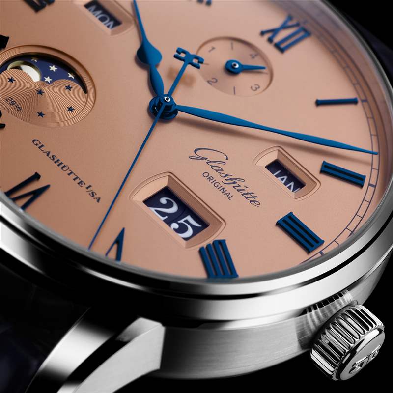 格拉蘇蒂原創 Senator Execellence Perpetual Calendar 表盤微距照片