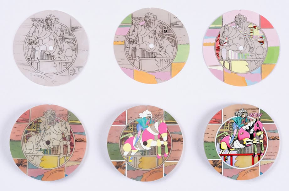 愛馬仕Arceau限量表于珍珠母貝面盤微繪畫上漫畫風格絲巾圖案