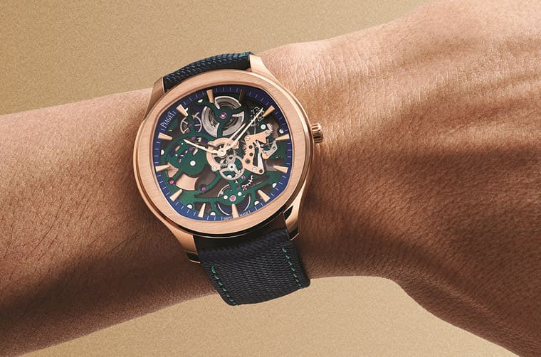 伯爵Polo鏤空表第一次呈現藍、綠、玫瑰金三色組合向知名藝術家致敬