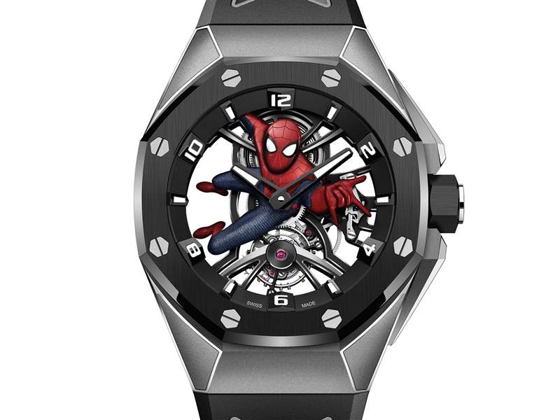 愛(ài)彼推出Royal Oak Concept Tourbillon Spider-Man蜘蛛俠主題鏤空陀飛輪腕表