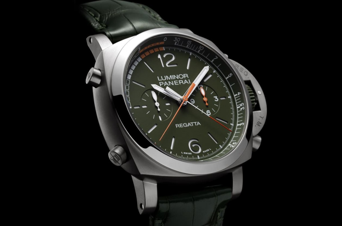 沛納海Luminor倒數(shù)計(jì)時功能手表改換鈦金屬搭配軍綠色面盤再出發(fā)