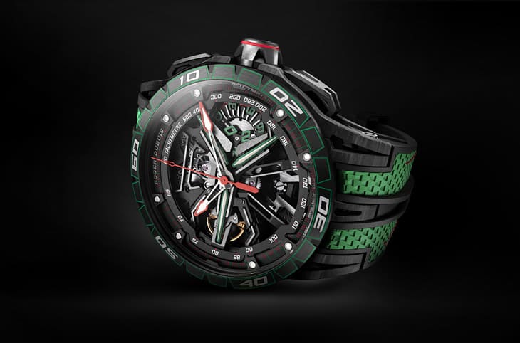 羅杰杜彼Excalibur Spider Flyback Chronograph：藍寶堅尼極速綠的腕上風暴